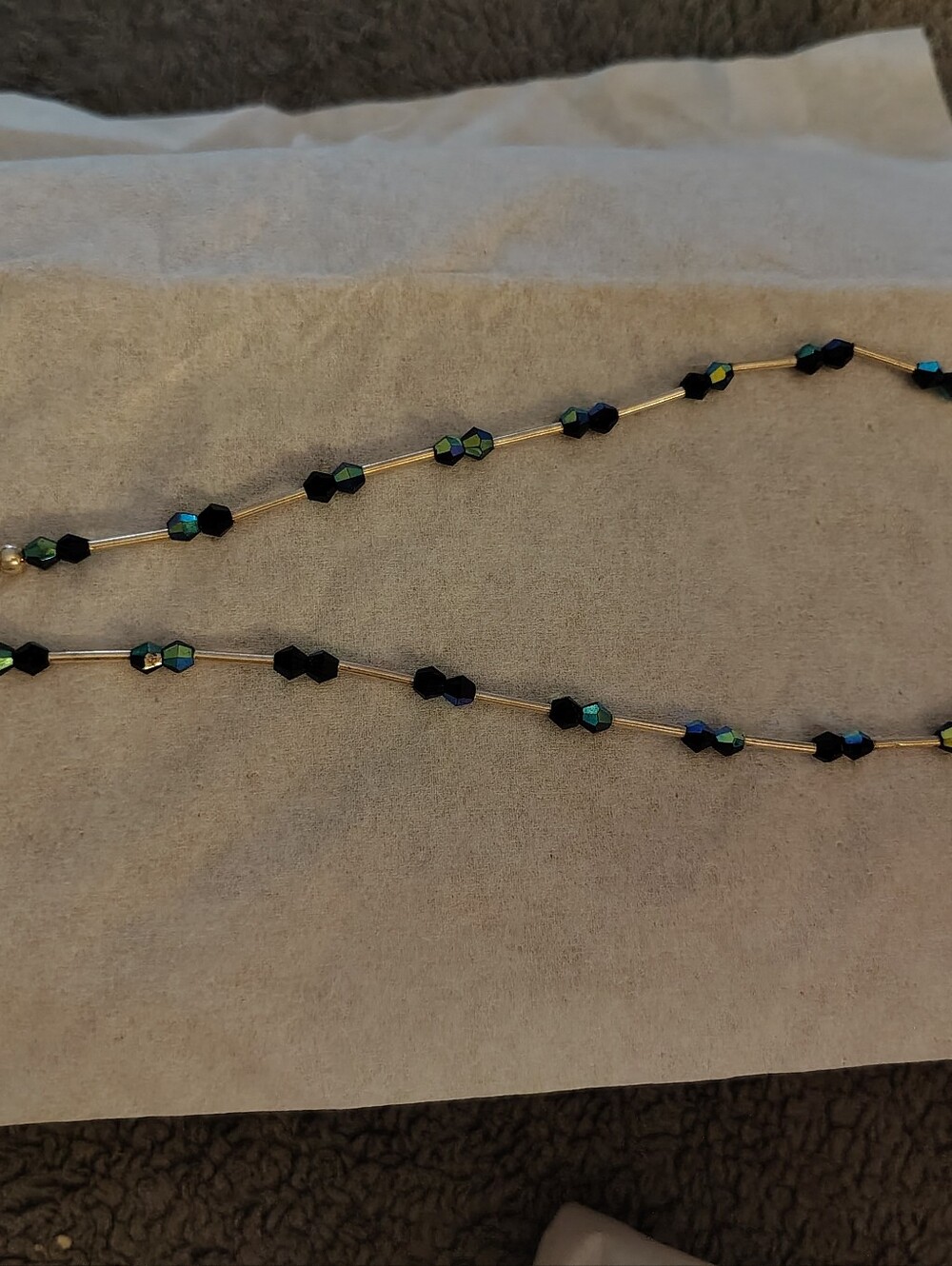 Black and Iridescent Beaded Women's Choker Sterling silver 925
